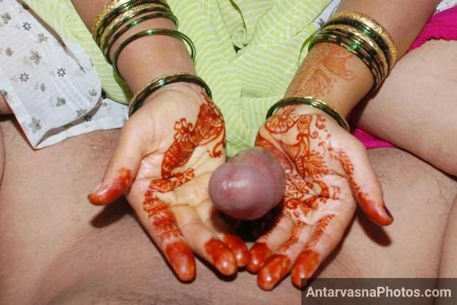 Mahndi wale hatho se kamwali ne lund ka massage kiya